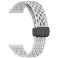 For Samsung Galaxy Fit 3 Hole Style Magnetic Folding Buckle Silicone Watch Band(Light Gray)
