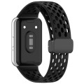 For Samsung Galaxy Fit 3 Hole Style Magnetic Folding Buckle Silicone Watch Band(Black)
