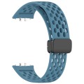 For Samsung Galaxy Fit 3 Hole Style Magnetic Folding Buckle Silicone Watch Band(Blue)