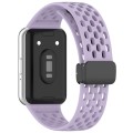 For Samsung Galaxy Fit 3 Hole Style Magnetic Folding Buckle Silicone Watch Band(Purple)