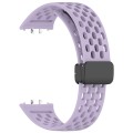 For Samsung Galaxy Fit 3 Hole Style Magnetic Folding Buckle Silicone Watch Band(Purple)
