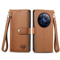 For Realme 12 Pro Love Zipper Lanyard Leather Phone Case(Brown)