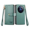 For Realme 12 Pro Love Zipper Lanyard Leather Phone Case(Green)