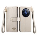 For Realme 12 Pro Love Zipper Lanyard Leather Phone Case(Gray)