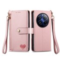 For Realme 12 Pro Love Zipper Lanyard Leather Phone Case(Pink)