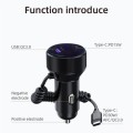 K18A PD 30W Retractable Type-C Cable USB+Type-C Dual Port Aluminum Alloy Car Charger