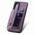For Samsung Galaxy A22 5G Retro Leather Zipper Wallet Back Phone Case(Purple)