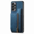 For Samsung Galaxy A51 5G Retro Leather Zipper Wallet Back Phone Case(Blue)