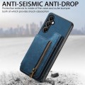 For Samsung Galaxy A25 5G Retro Leather Zipper Wallet Back Phone Case(Blue)