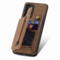 For Samsung Galaxy S20+ Retro Leather Zipper Wallet Back Phone Case(Brown)