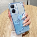 For vivo Y78+ Gradient Glitter Immortal Flower Ring All-inclusive Phone Case(Bule)