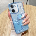 For vivo Y100i Gradient Glitter Immortal Flower Ring All-inclusive Phone Case(Bule)