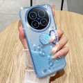 For vivo X100 Ultra Gradient Glitter Immortal Flower Ring All-inclusive Phone Case(Bule)
