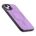 For iPhone 15 Pro Max Solid Color Retro Magsafe PU Back Cover Phone Case(Purple)