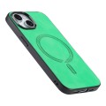 For iPhone 15 Pro Max Solid Color Retro Magsafe PU Back Cover Phone Case(Green)