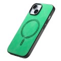 For iPhone 15 Pro Max Solid Color Retro Magsafe PU Back Cover Phone Case(Green)