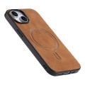 For iPhone 15 Pro Max Solid Color Retro Magsafe PU Back Cover Phone Case(Brown)