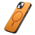 For iPhone 15 Pro Max Solid Color Retro Magsafe PU Back Cover Phone Case(Yellow)