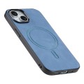 For iPhone 15 Pro Max Solid Color Retro Magsafe PU Back Cover Phone Case(Blue)