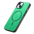 For iPhone 15 Pro Solid Color Retro Magsafe PU Back Cover Phone Case(Green)