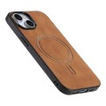 For iPhone 12 Solid Color Retro Magsafe PU Back Cover Phone Case(Brown)