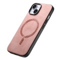 For iPhone 12 Pro Max Solid Color Retro Magsafe PU Back Cover Phone Case(Pink)