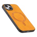 For iPhone 12 Pro Solid Color Retro Magsafe PU Back Cover Phone Case(Yellow)