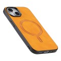 For iPhone 7 Plus / 8 Plus Solid Color Retro Magsafe PU Back Cover Phone Case(Yellow)