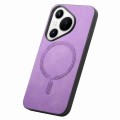 For Huawei Pura 70 Pro Solid Color Retro Magsafe PU Back Cover Phone Case(Purple)
