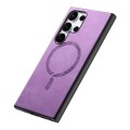 For Samsung Galaxy S23 Ultra 5G Solid Color Retro Magsafe PU Back Cover Phone Case(Purple)