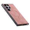 For Samsung Galaxy S23 FE 5G Solid Color Retro Magsafe PU Back Cover Phone Case(Pink)