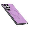 For Samsung Galaxy S23 FE 5G Solid Color Retro Magsafe PU Back Cover Phone Case(Purple)