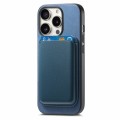 For iPhone 15 Pro Retro Magsafe Card Bag PU Back Cover Phone Case(Blue)