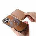 For iPhone 12 Pro Retro Magsafe Card Bag PU Back Cover Phone Case(Brown)