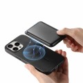 For iPhone 11 Pro Max Retro Magsafe Card Bag PU Back Cover Phone Case(Black)