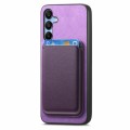 For Samsung Galaxy A25 Retro Magsafe Card Bag PU Back Cover Phone Case(Purple)