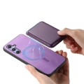 For Samsung Galaxy A54 Retro Magsafe Card Bag PU Back Cover Phone Case(Purple)