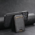 For iPhone 15 Pro Suteni M2 Oil Wax MagSafe Horizontal Card Bag Phone Case(Black)