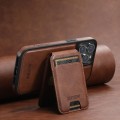 For iPhone 14 Pro Max Suteni M2 Oil Wax MagSafe Horizontal Card Bag Phone Case(Brown)