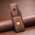 For iPhone 14 Pro Max Suteni M2 Oil Wax MagSafe Horizontal Card Bag Phone Case(Brown)