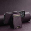 For iPhone 12 Pro Suteni M2 Oil Wax MagSafe Horizontal Card Bag Phone Case(Black)