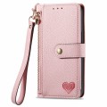 For Motorola Moto G54 Love Zipper Lanyard Leather Phone Case(Pink)