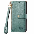 For OPPO Reno11 Pro 5G Global Love Zipper Lanyard Leather Phone Case(Green)