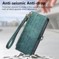 For Honor 100 5G Geometric Zipper Wallet Side Buckle Leather Phone Case(Green)