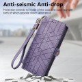 For Honor X9b Geometric Zipper Wallet Side Buckle Leather Phone Case(Purple)