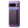 For Google Pixel 7 Retro Magsafe Card Bag PU Back Cover Phone Case(Purple)
