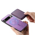 For Google Pixel 7 Retro Magsafe Card Bag PU Back Cover Phone Case(Purple)