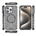For iPhone 15 Pro MagSafe Armor Holder PC Hybrid TPU Phone Case(Black)