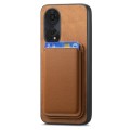 For OPPO Reno10 Pro+ 5G Retro Magsafe Card Bag PU Back Cover Phone Case(Brown)