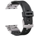For Apple Watch Series 3 42mm Silicone Armor Mecha Head Watch Band(Black)